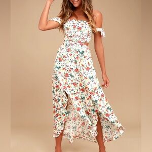 Lush off the shoulder floral maxi women’s size small